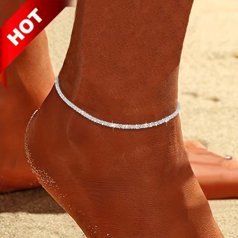 Female Fashion Cross Double-circle Anklet - Chic Angle